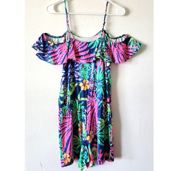 Lilly Pulitzer Klea Off The Shoulder Indigo All A Glow Romper Small - Picture 3 of 8